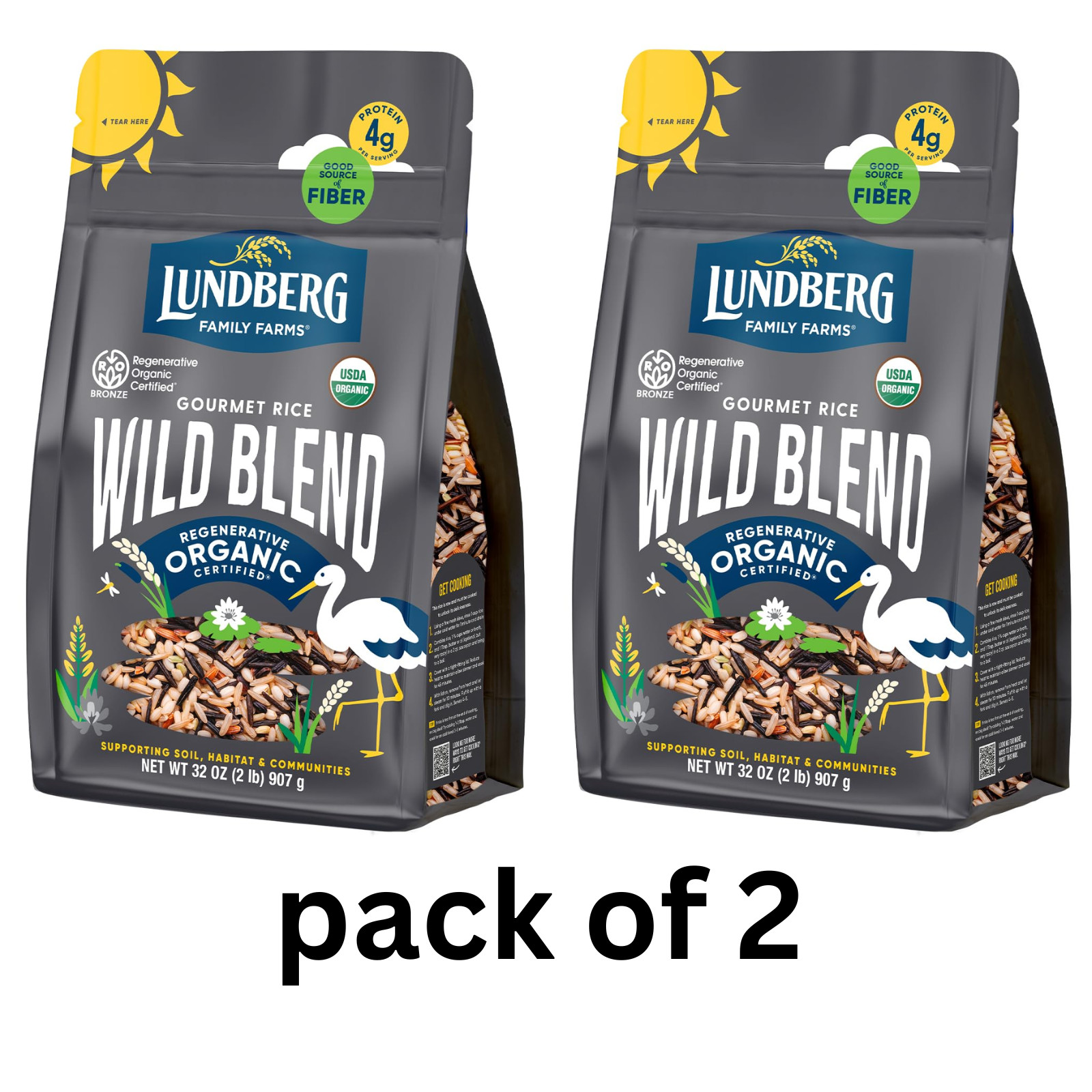 Lundberg Regenerative Organic Certified Wild Blend Rice Brown, Red & Black 32oz