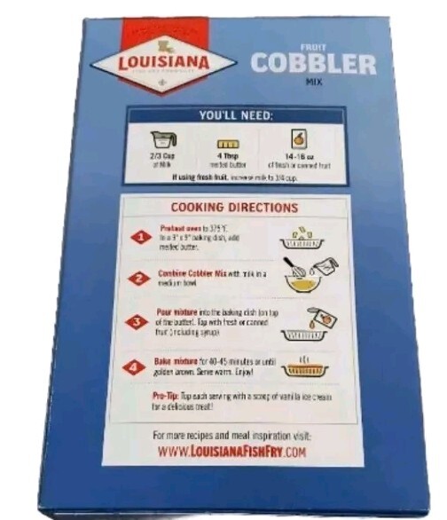 Louisiana Fish Fry Products Fruit Cobbler Mix 10.580z B B10/17/2027 New Look