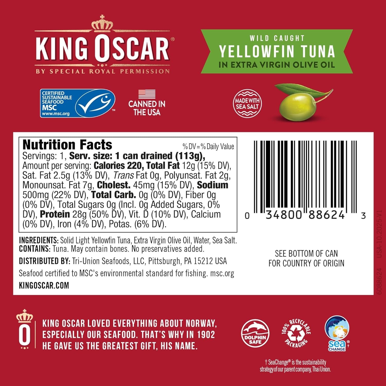 Yellowfin Tuna in Extra Virgin Olive Oil, 5 Ounce Cans (Pack of 6), Wild Caught
