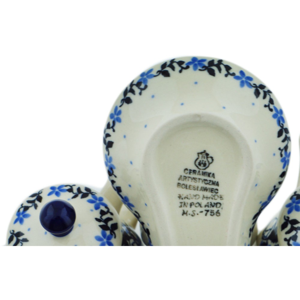 Polish Pottery Seasoning Set 6-inch Flowers At Dusk Handmade in Boleslawiec