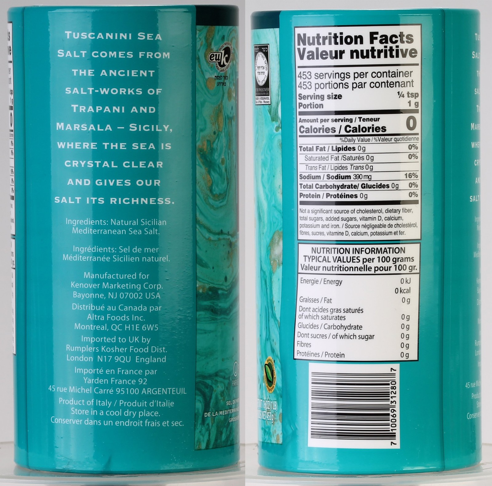 Tuscanini Coarse Mediterranean Sea Salt 16 Ounce Kosher Authentic Flavor