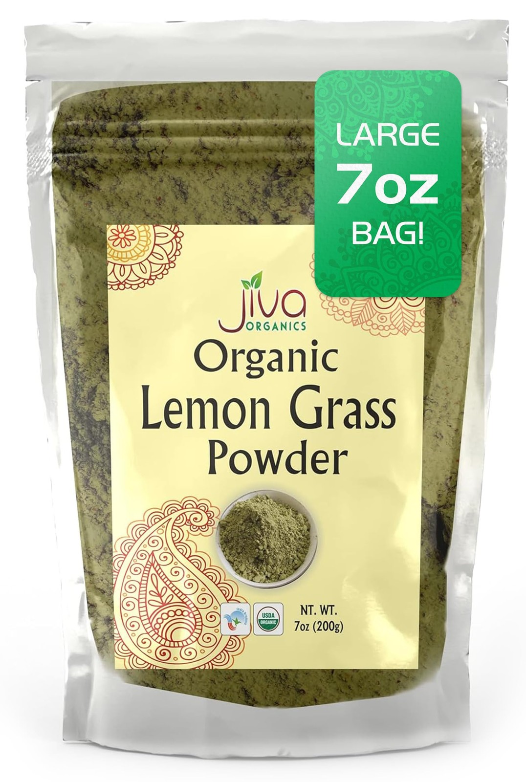 Jiva Organics Lemongrass Powder 200g (7 Oz) for 7.05 Ounce (Pack of 1)