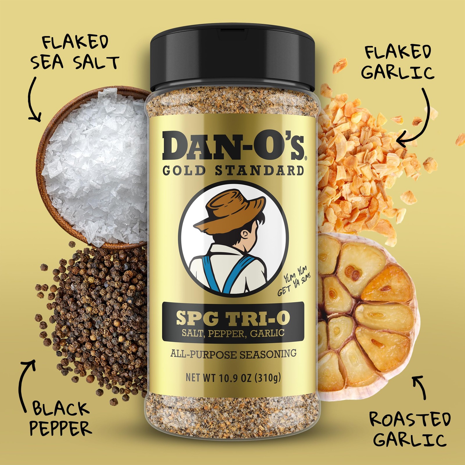 Dan-O’s SPG Tri-O Seasoning – Salt, Pepper & Garlic 12 Ounce (Pack of 1)