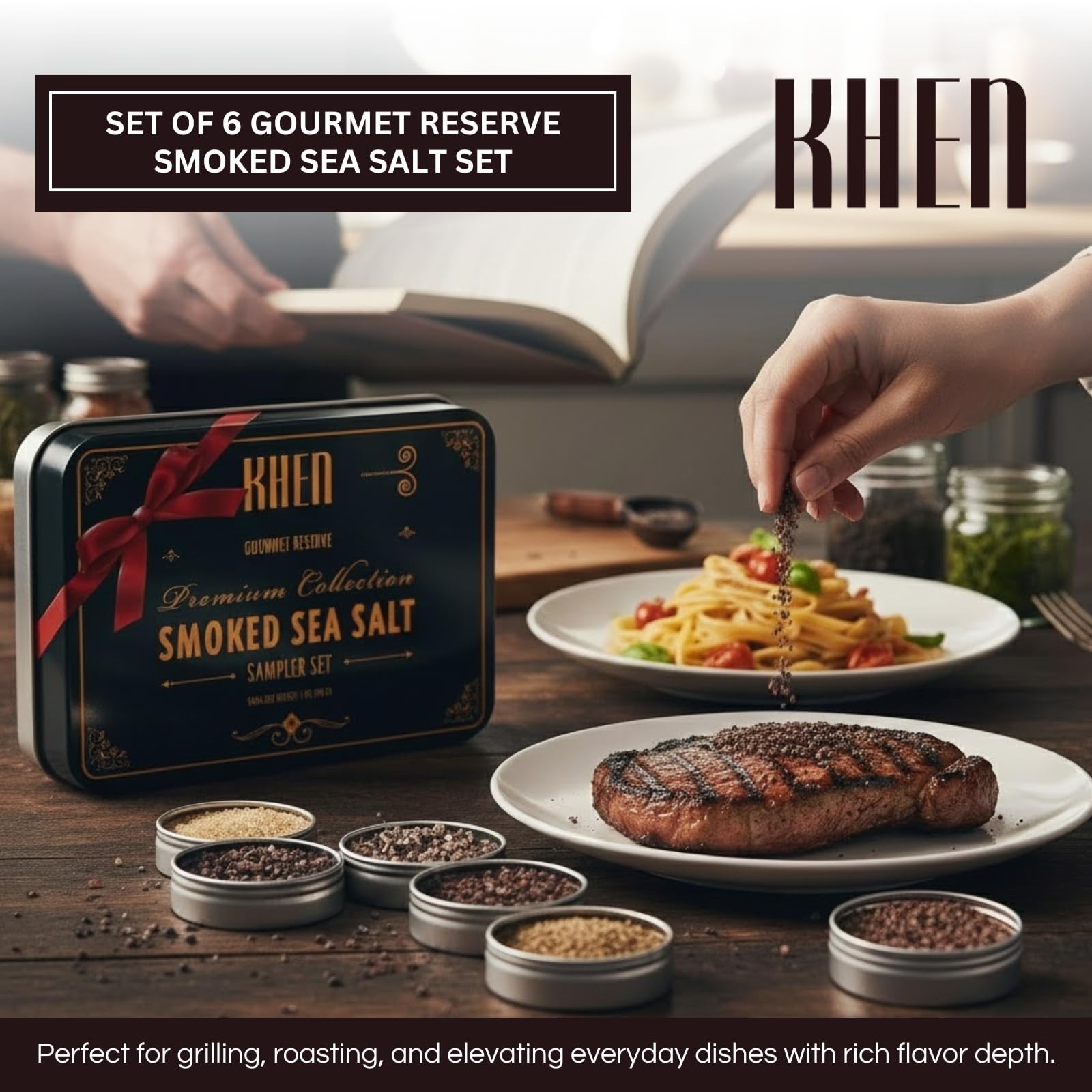 Smoke & Flame Sea Salt Gift Set of 6 – Gourmet Chefs Smoked Finishing Seasoni…