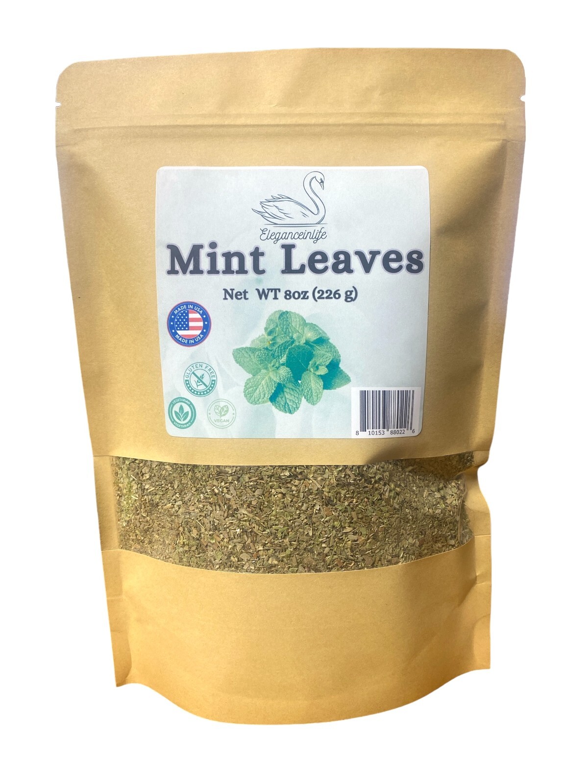 Eleganceinlife Mint Leaves 8oz (226g) Gluten-Free, Vegan, Vegetarian