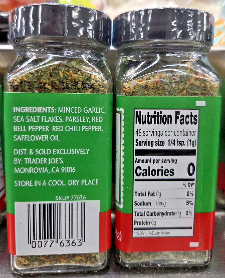 Trader Joe’s Aglio Olio Garlicky & Spicy Seasoning Blend 1.7oz 48g (2 Bottles)