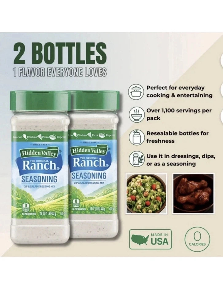 2 Pack – Hidden Valley Original Ranch Salad Dressing and Seasoning Mix (16 oz.)