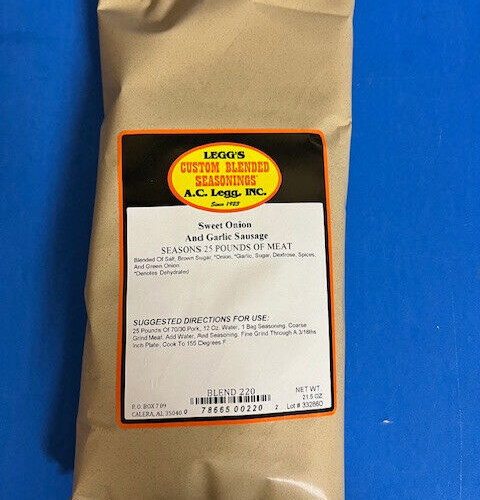 *Two Bags* Sweet Onion and Garlic Sausage Seasoning from AC Legg for 50 lbs