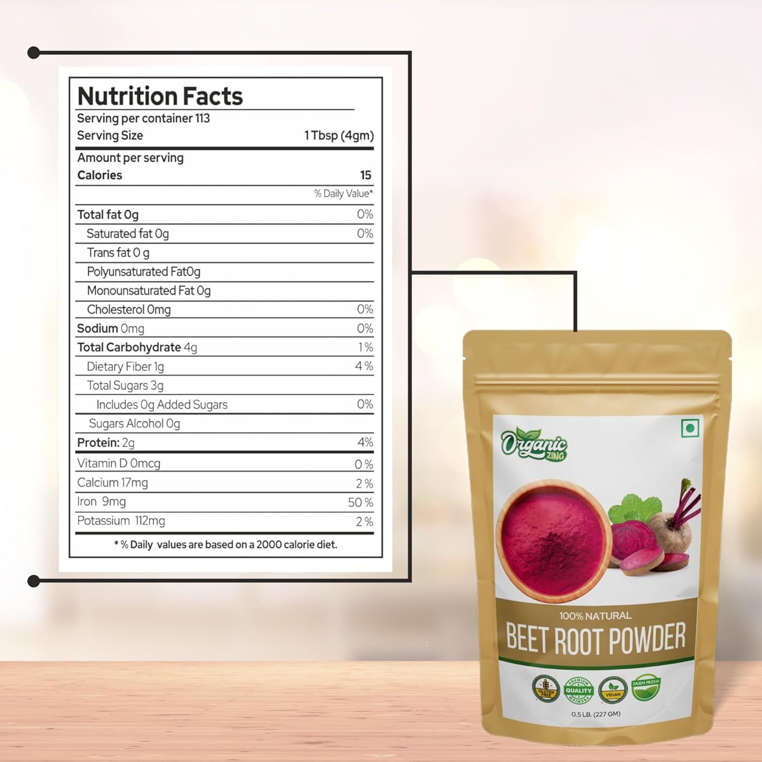 Organic Zing Beetroot Powder 227gm