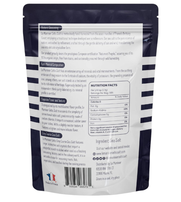 Light Grey Celtic Sea Salt Natural No Additives Hand Harvested Resealable Bag