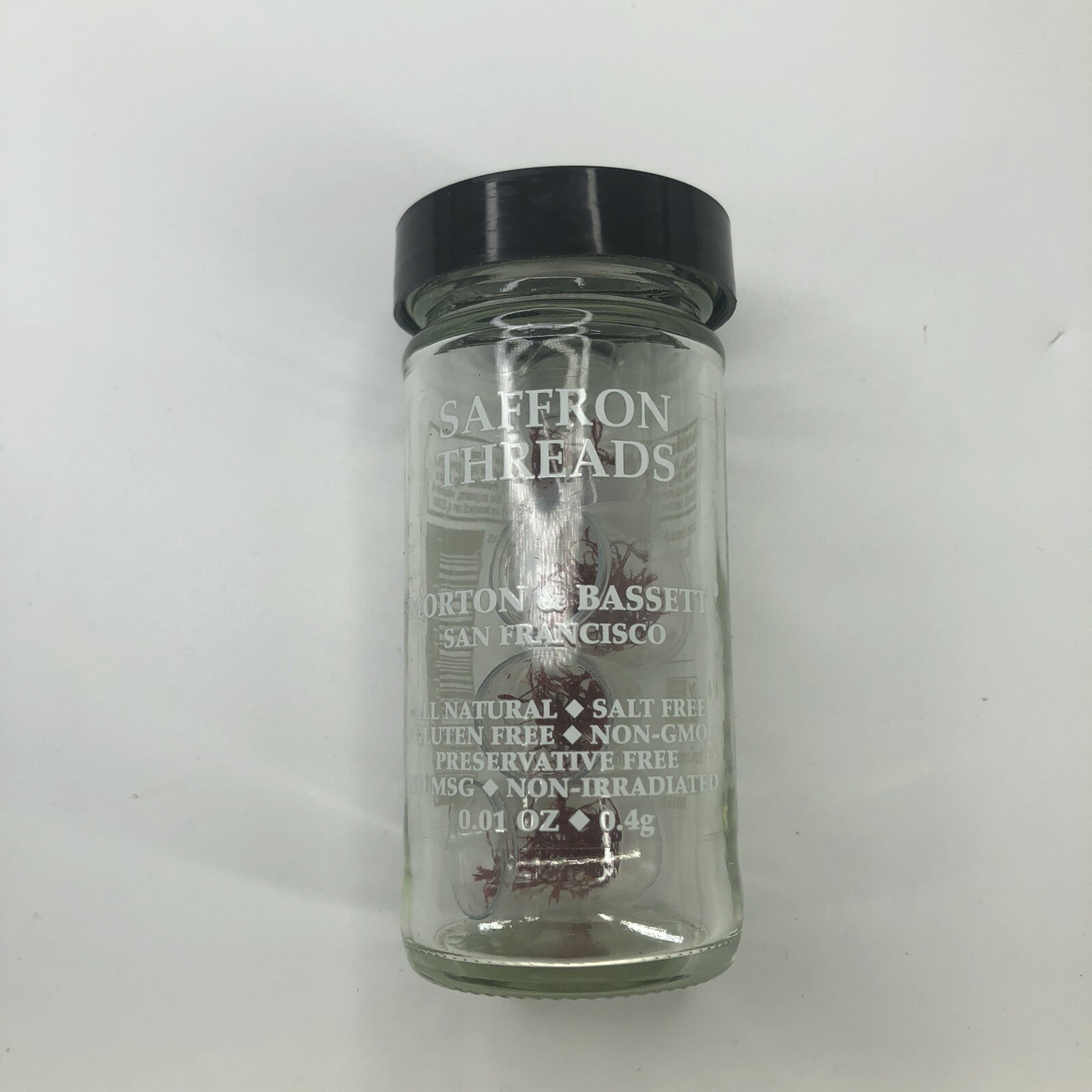 Morton & Bassett .4g Pure Red Saffron Thread Quality Non Irradiated Glass Jar