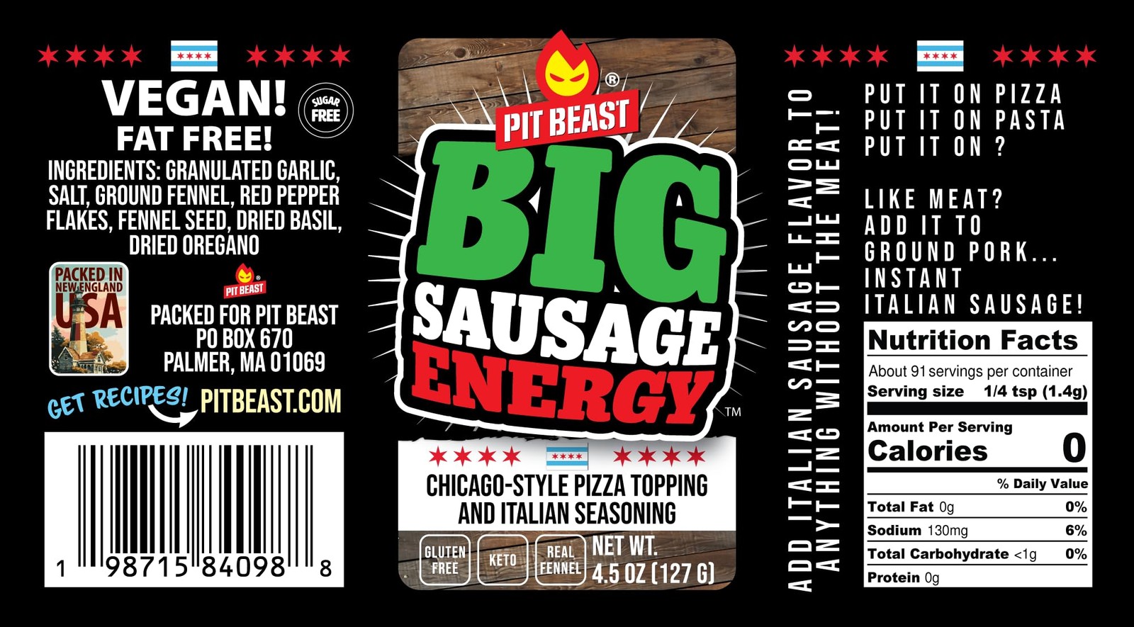 Big Sausage Energy Chicago-Style Pizza Topping and Italian Seasoning – Vegan …