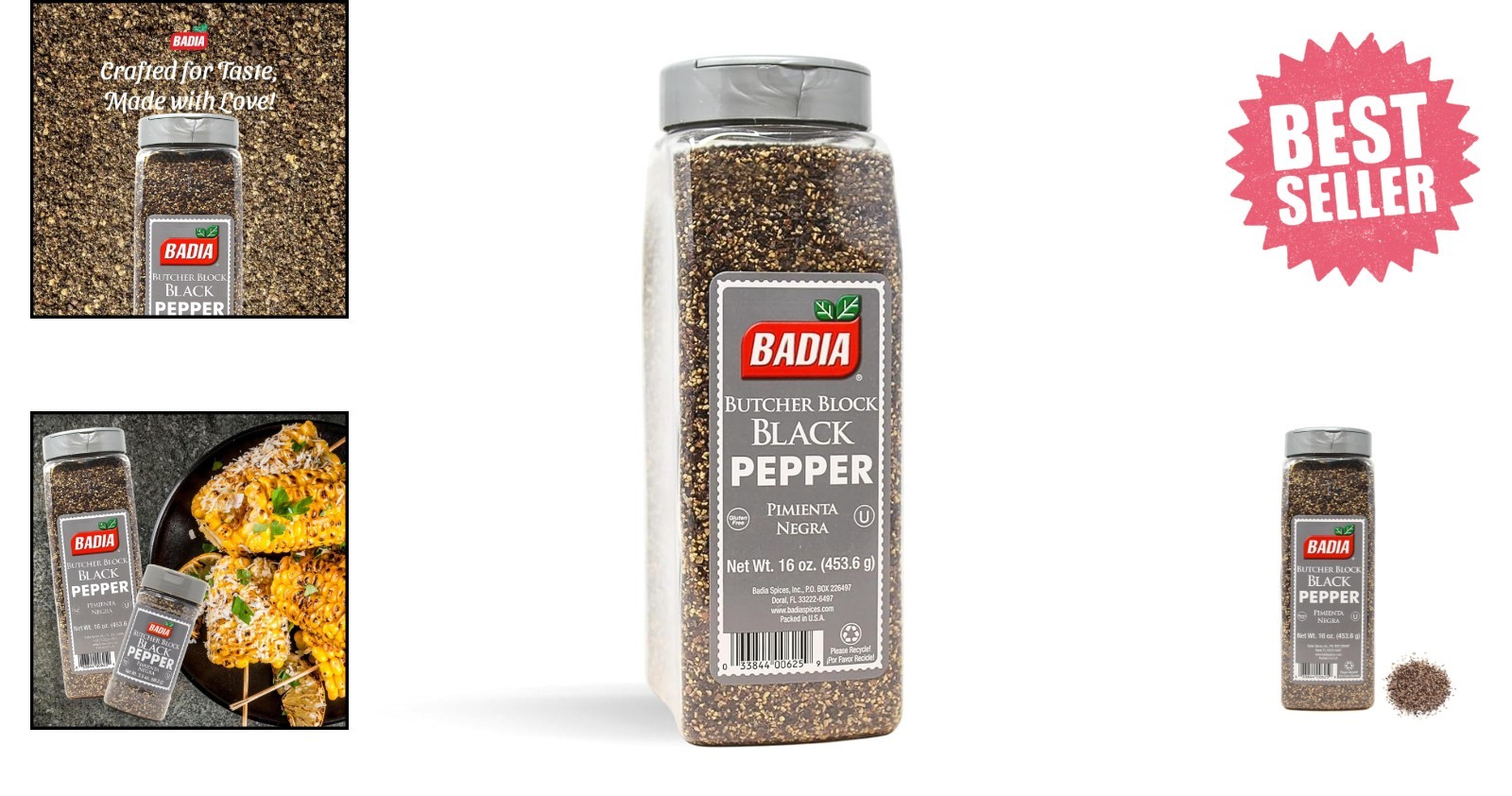 Robust Black Pepper Butcher Block 16oz Jar – Enhance Flavor with Coarse Grind