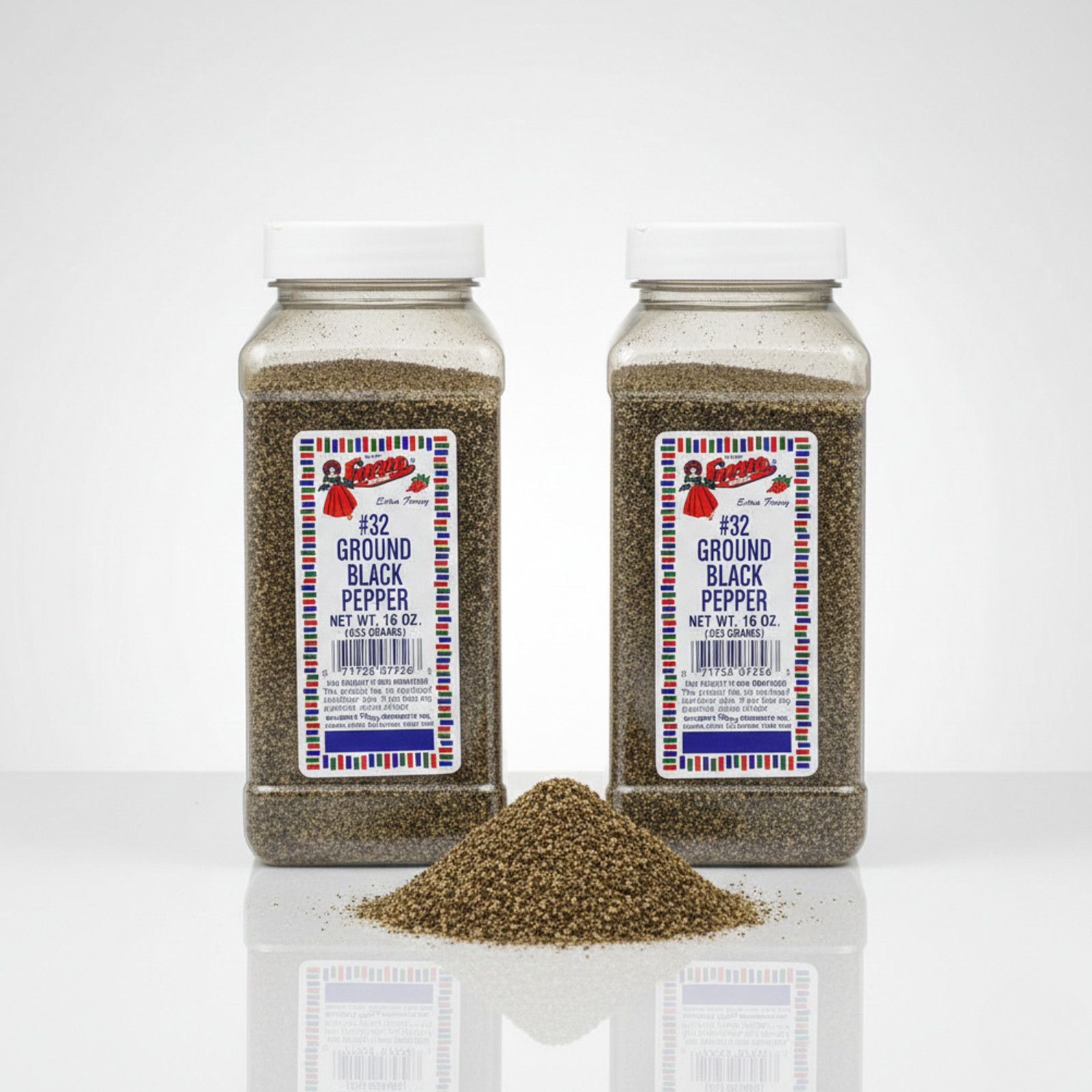 2 PACK Bolner’s Fiesta No. 32 Ground Black Pepper 16 oz Large Bottles