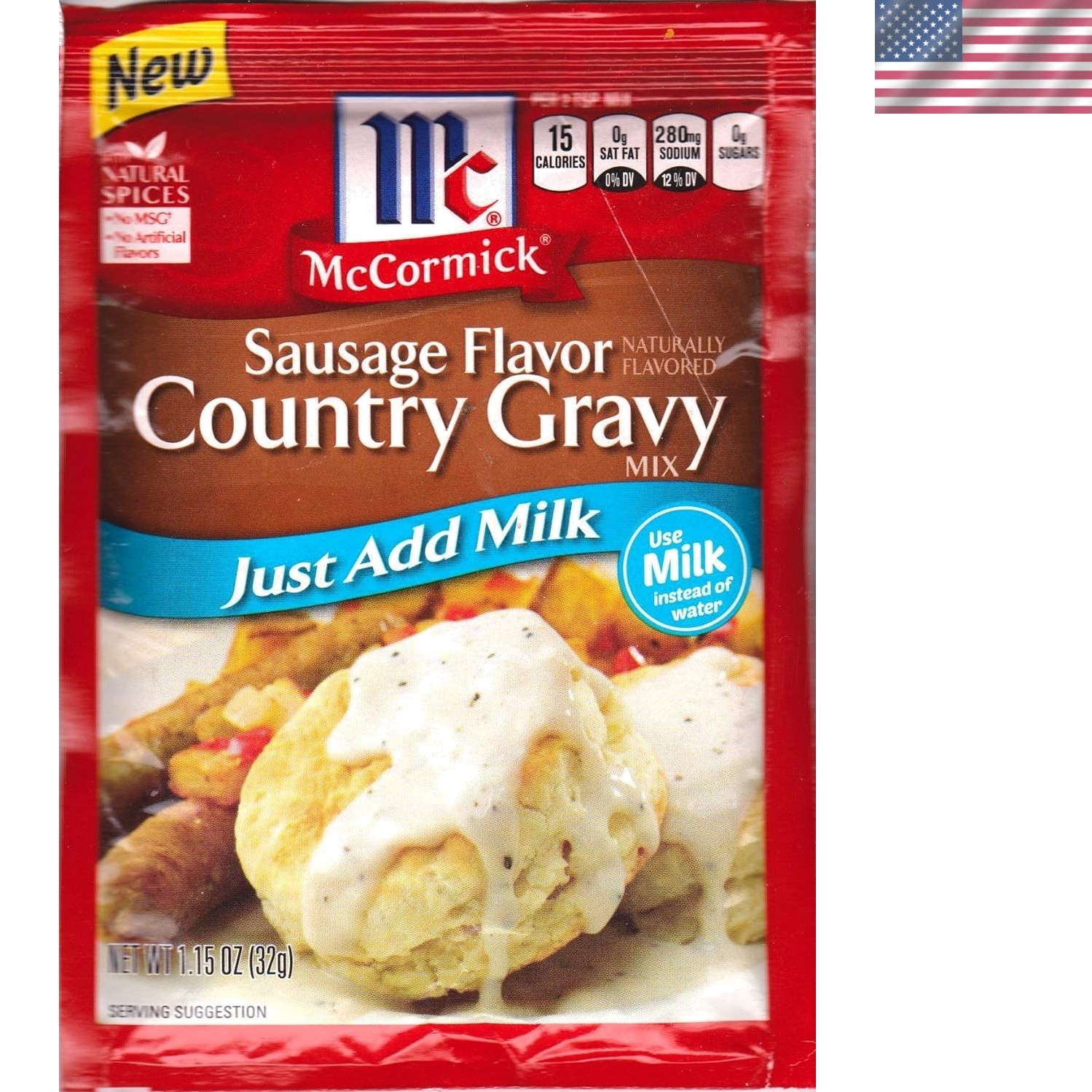 Convenient Sausage Country Gravy Mix (4 Pack of 2.64 oz) for Family Favorites