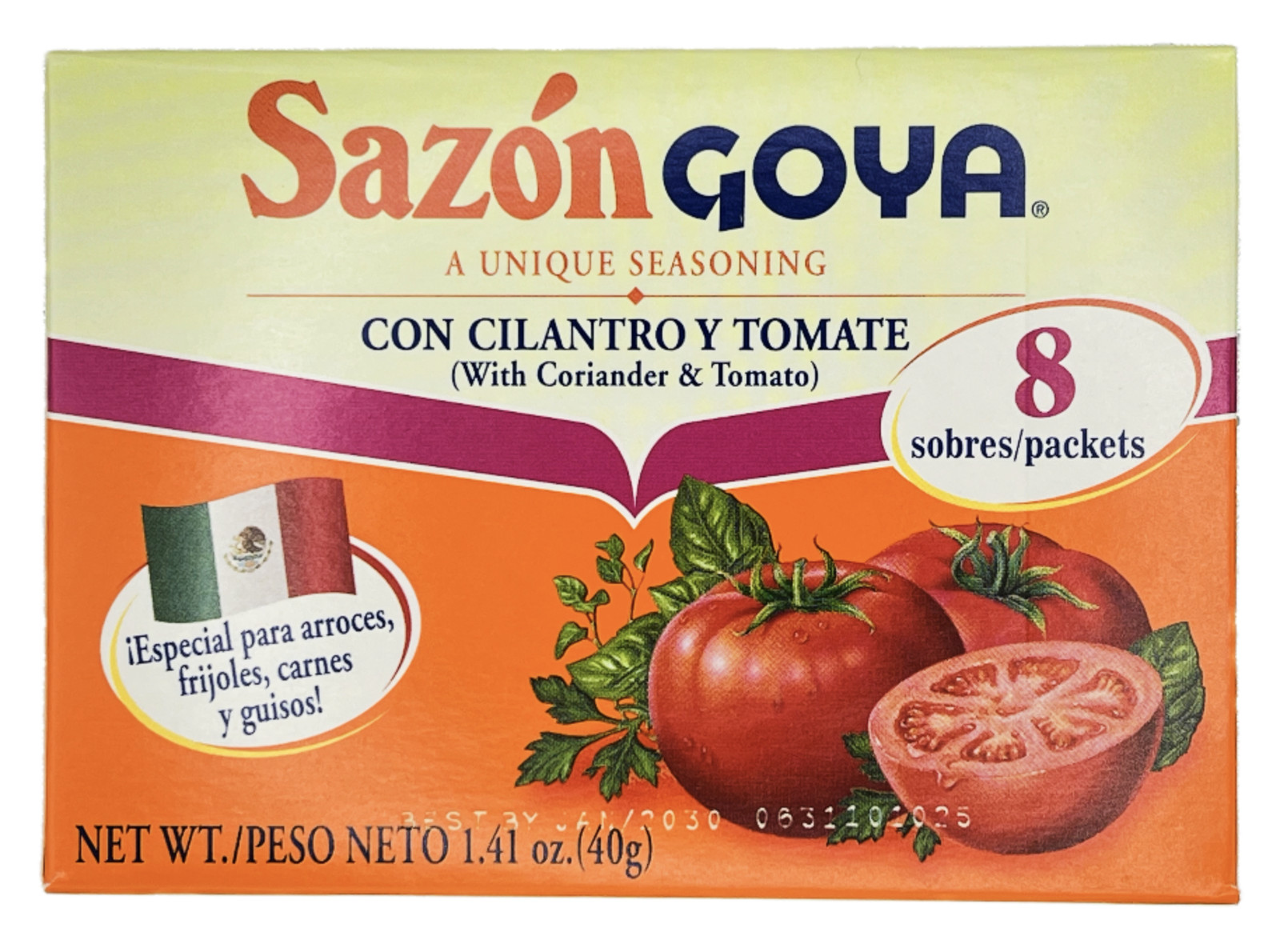 Goya Sazon Con Culantro Y Tomato-Seasoning with Culantro & Tomato 1.41oz 3 Pack