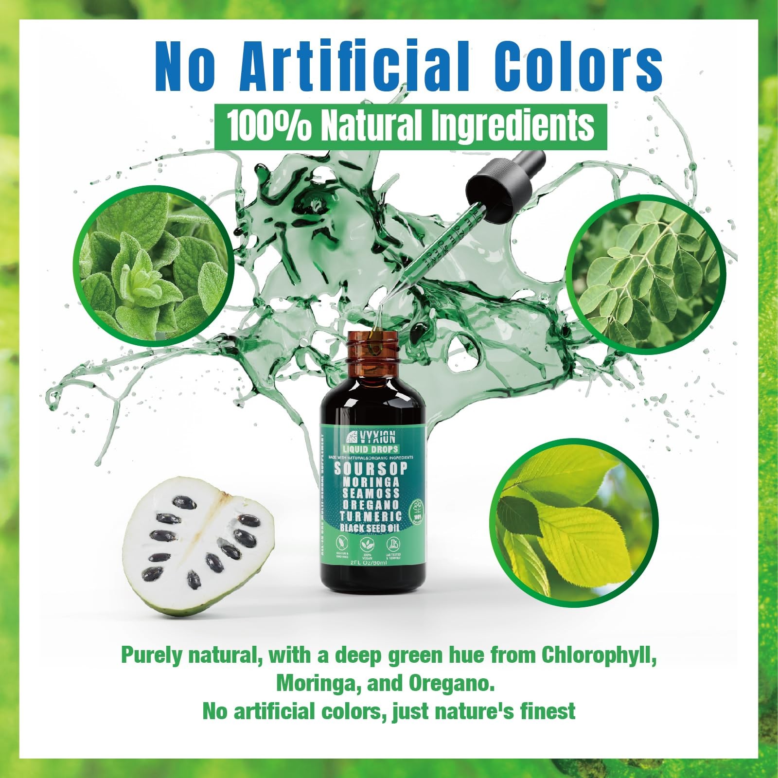 Soursop Bitters Liquid Drops 10 in 1 with Sea 2 Fl Oz (Pack of 1), Green