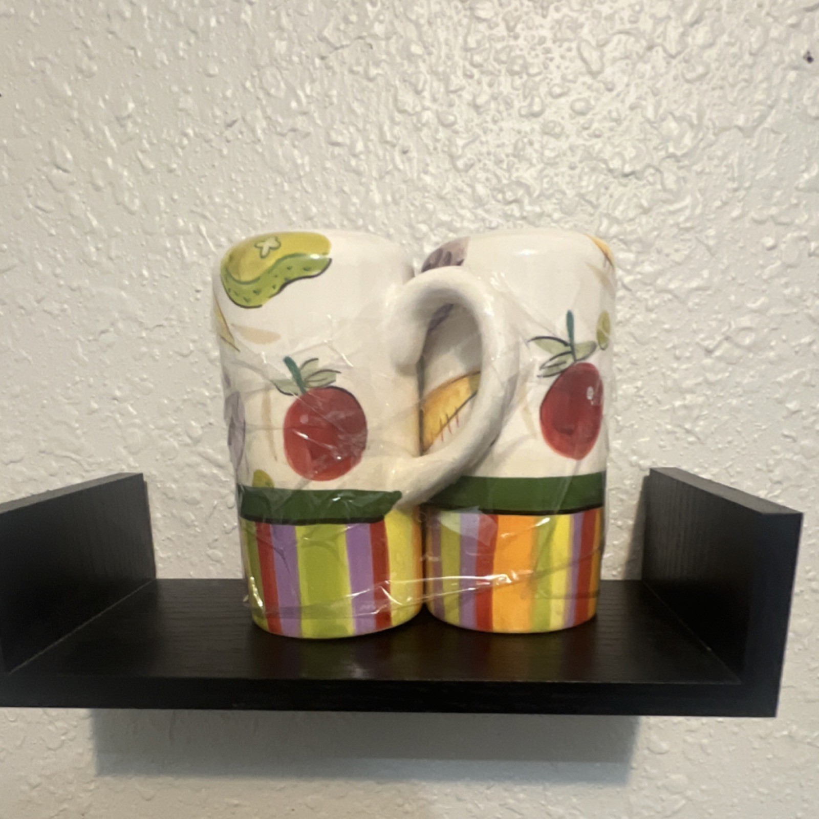 Colorful Novelty Food & Drink Ceramic Coffee Mug Set of 2, Multicolor Decorated