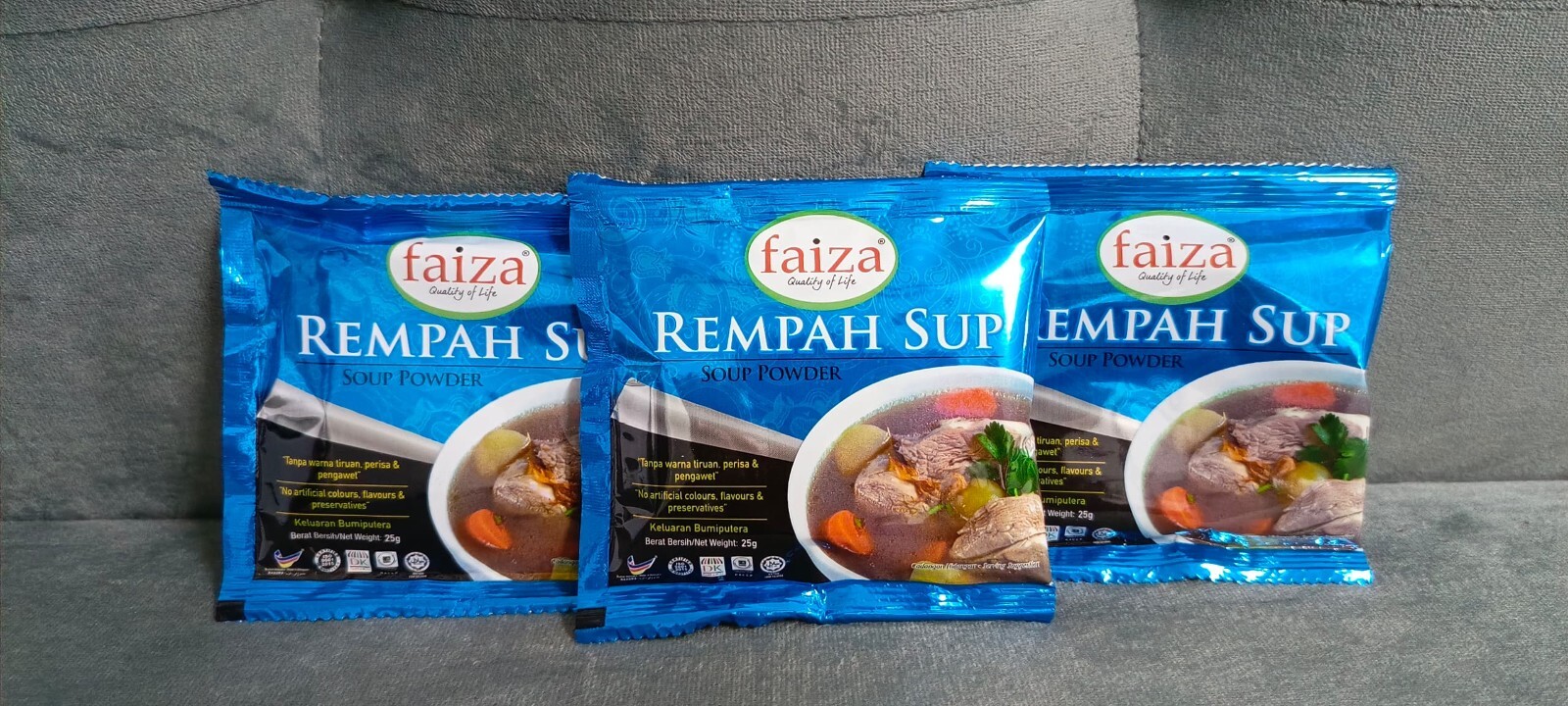 3x FAIZA Soup Beef Chicken Mutton Powder (25g) Serbuk Soup Daging Ayam Kambing
