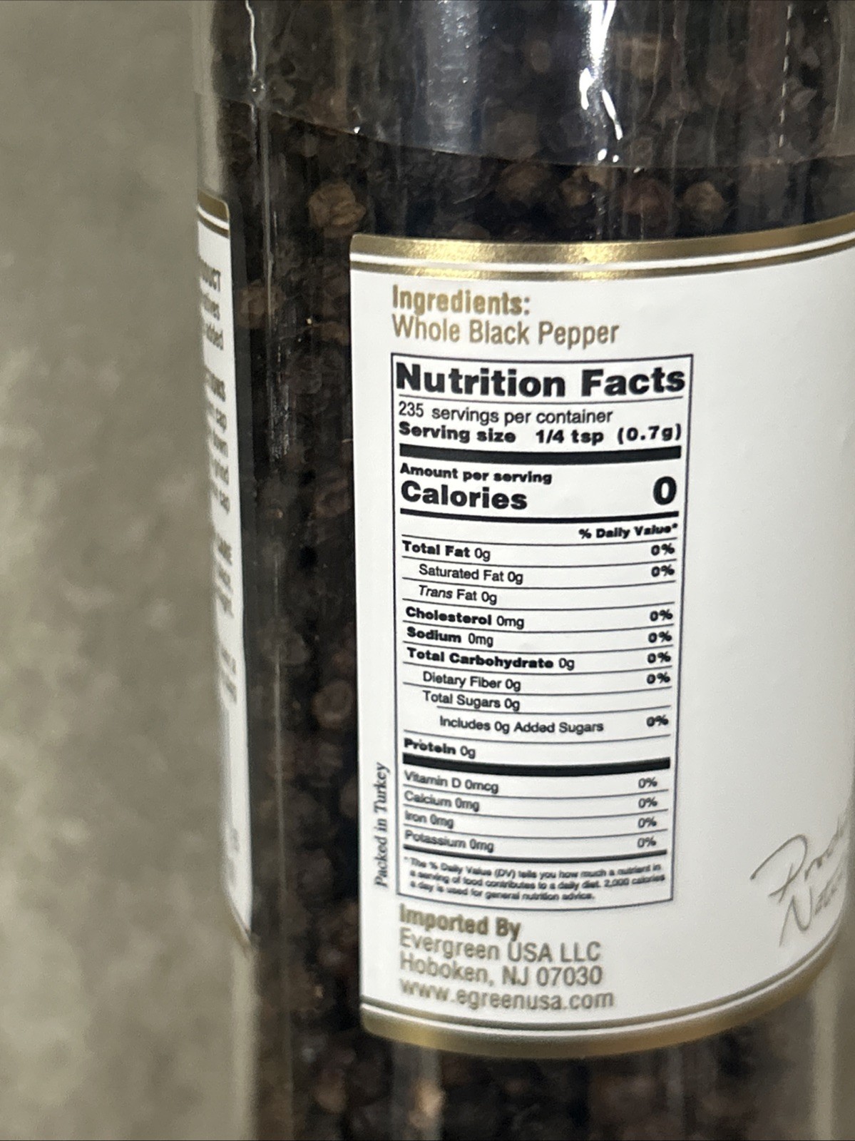 Set Of 2 Black PepperCorns With Grinder By Litaly 14.1 Oz Each Course 2 Pack