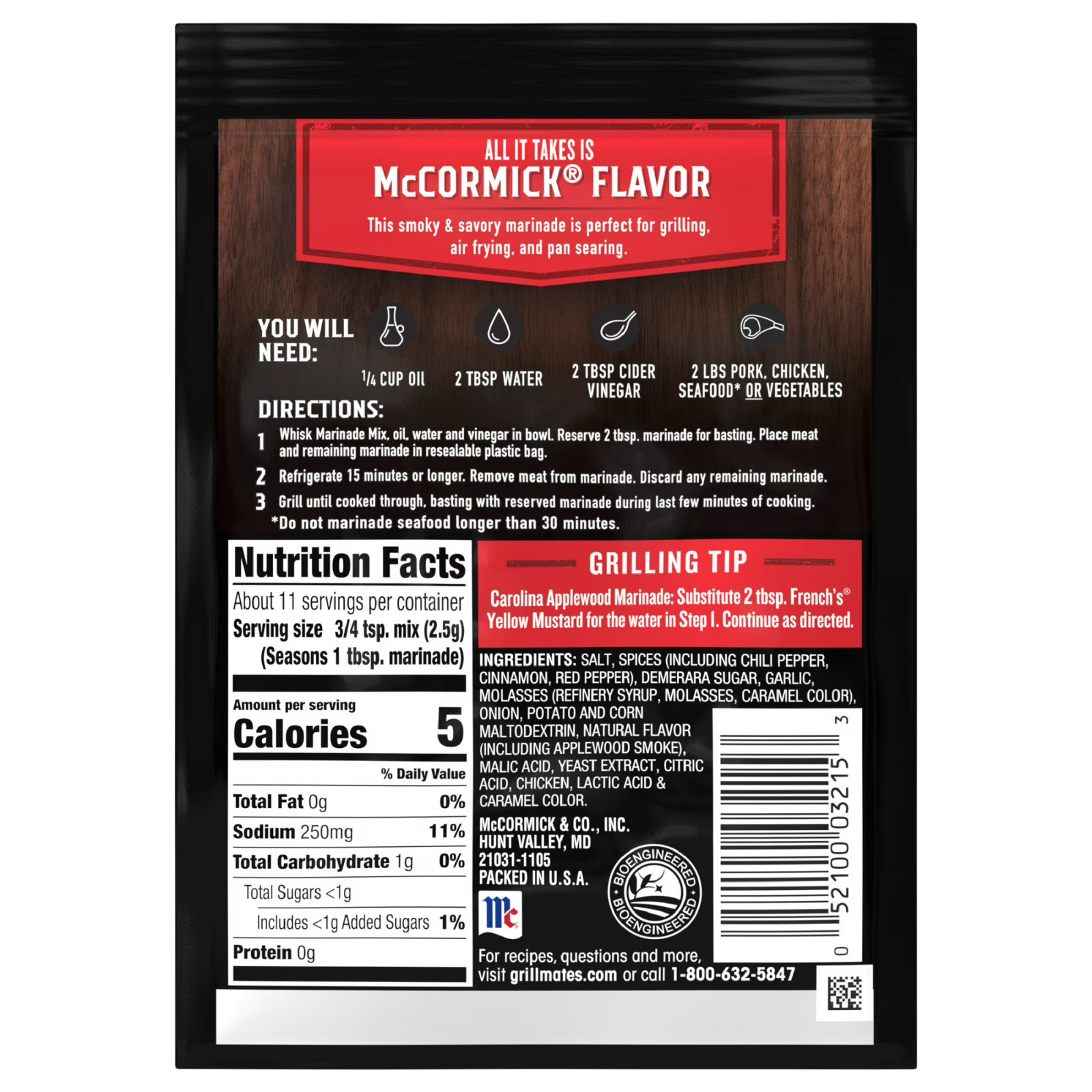 McCormick Grill Mates Smoky Applewood Marinade Seasoning Mix | 1oz