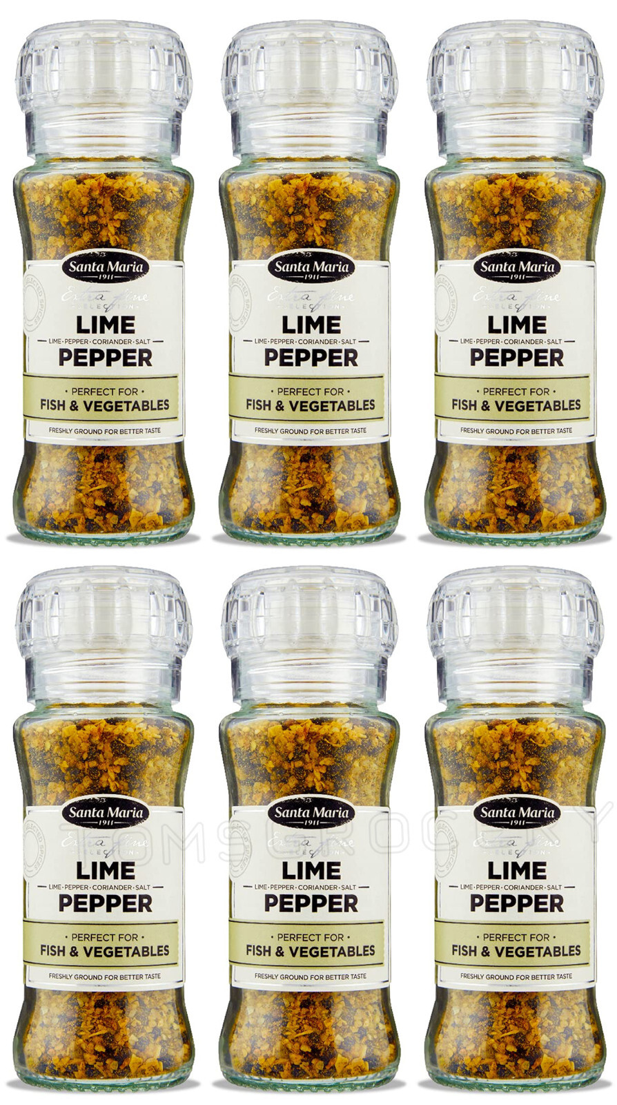 6 SANTA MARIA LIME PEPPER Spice Grinders Seasoning For Fish & Vegetable 90g