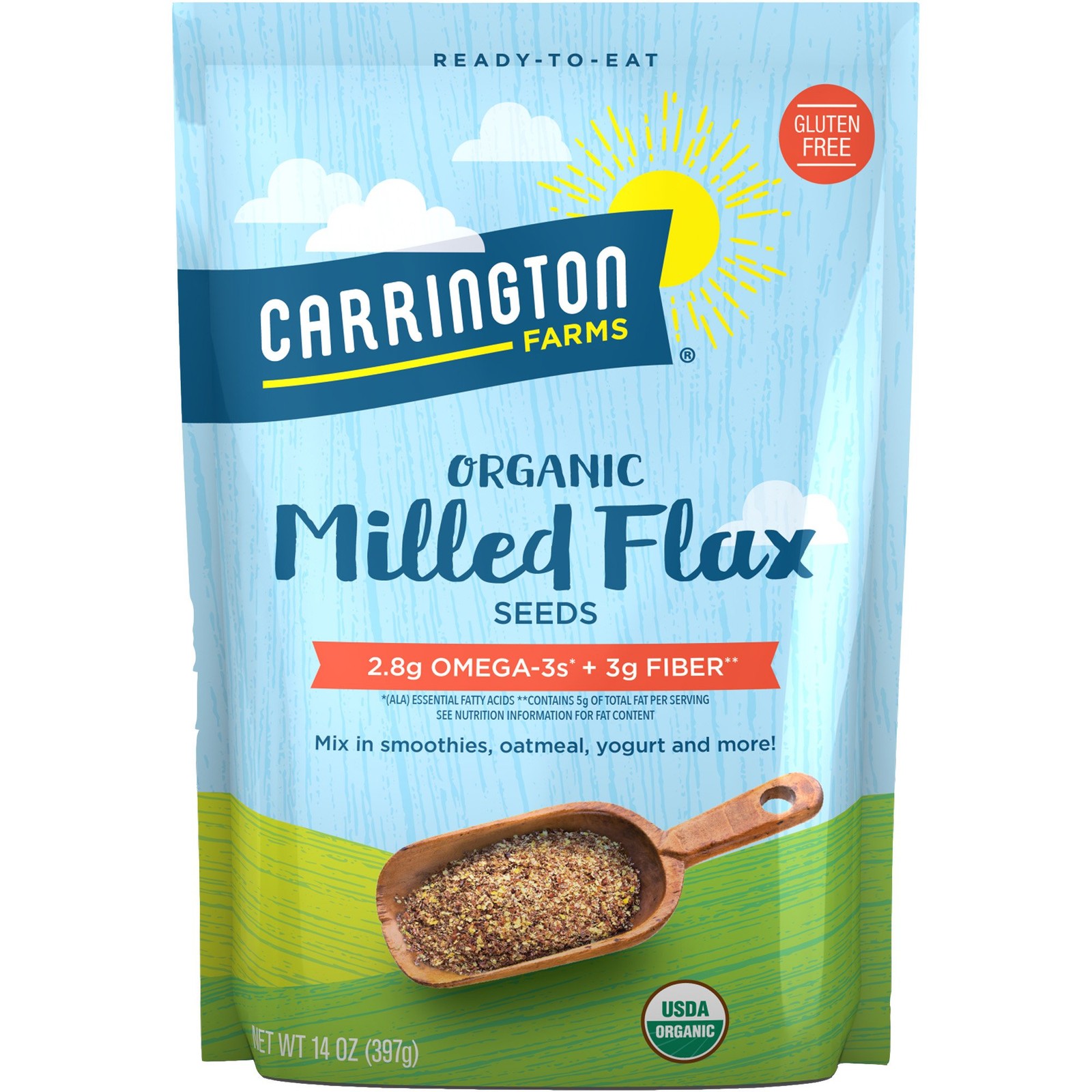 Organic Milled Flax Seed, Gluten-Free, USDA Certified, 14 Ounce Pack