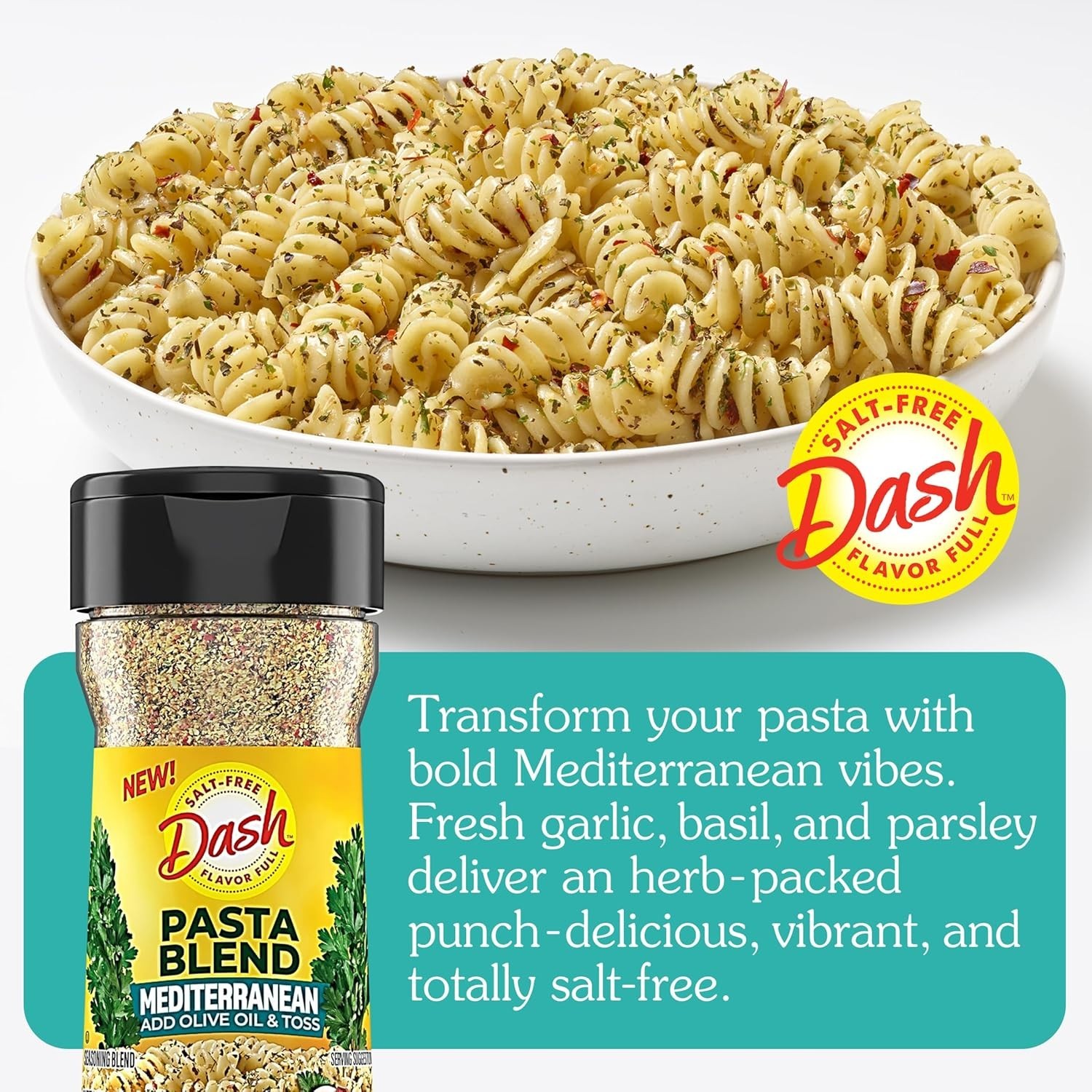 Transform Your Pasta with Dash Mediterranean Salt-Free Seasoning – 1.9 Ounces