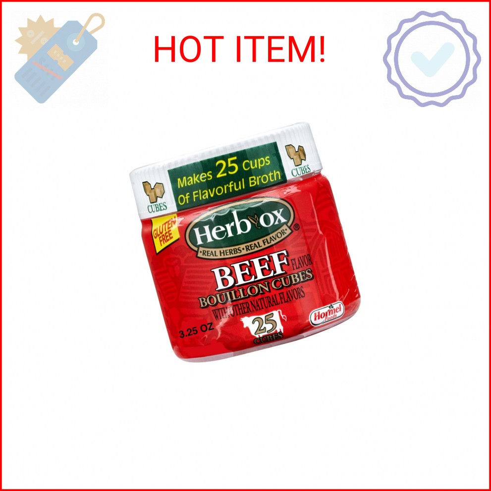 HERB-OX Beef Bouillon Cubes, Beef Stock Seasoning, 25 Ct, 3.25 oz