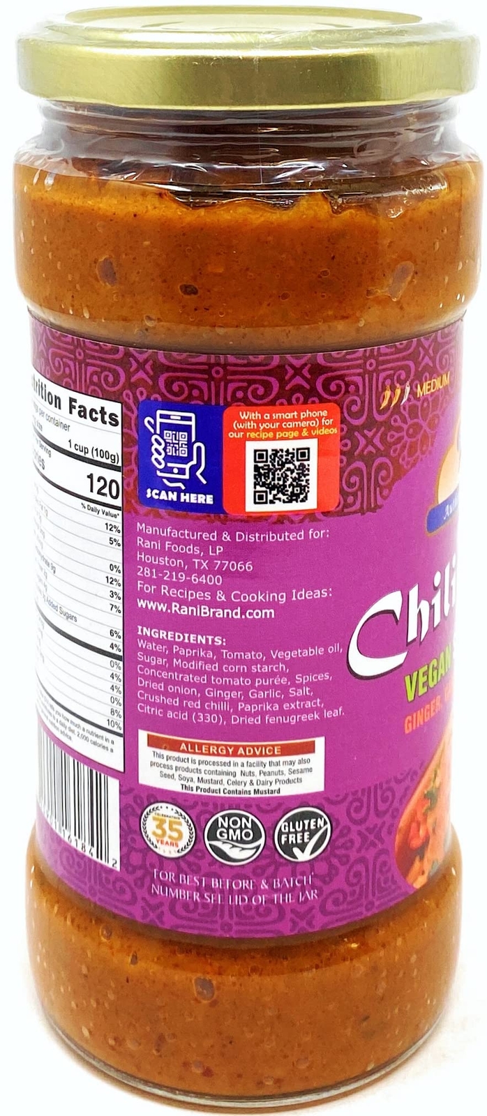 Rani Chili Chicken Curry Vegan Simmer Sauce 14oz (400g) Pack of 5+1 FREE!