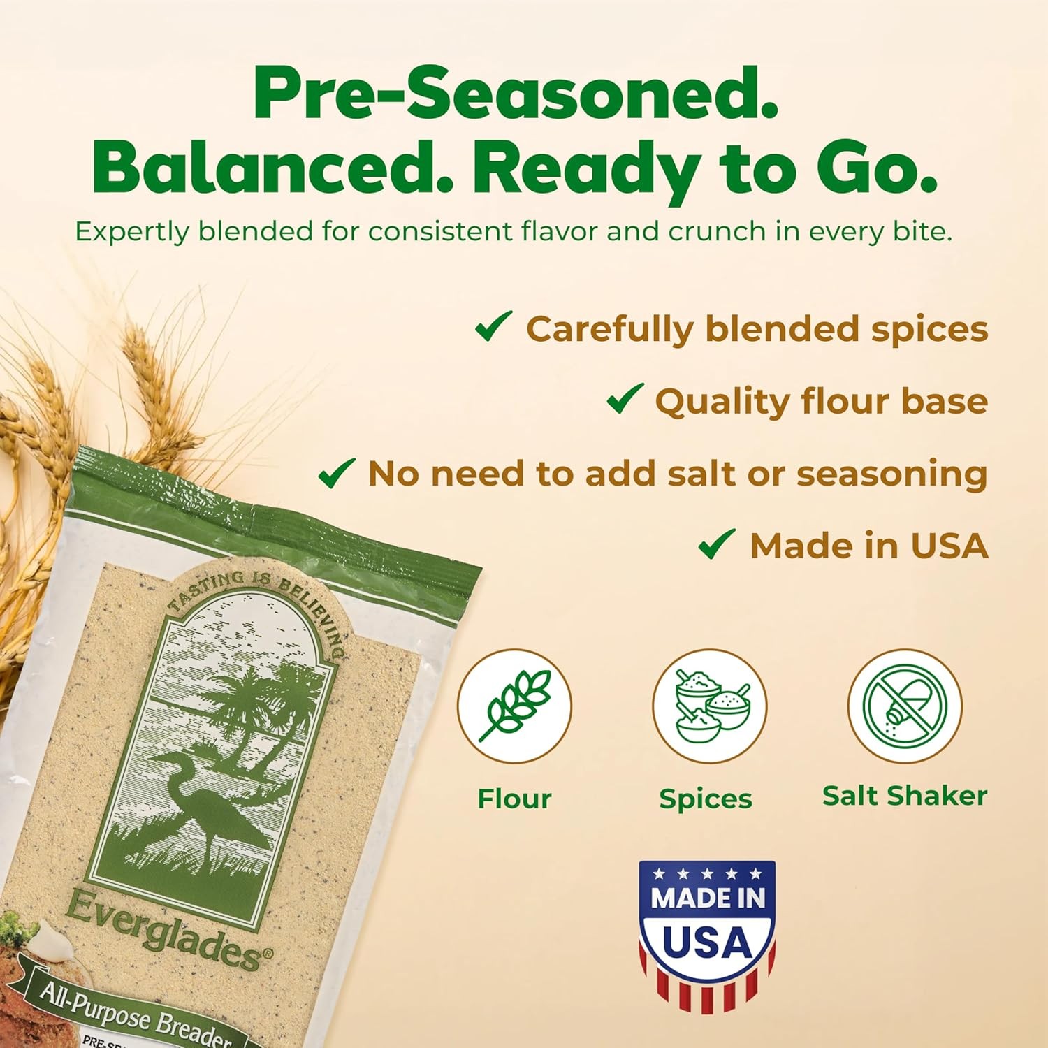 Everglades All Purpose Breading Mix 12 oz Crispy Seafood Coating 12-Pack Spices