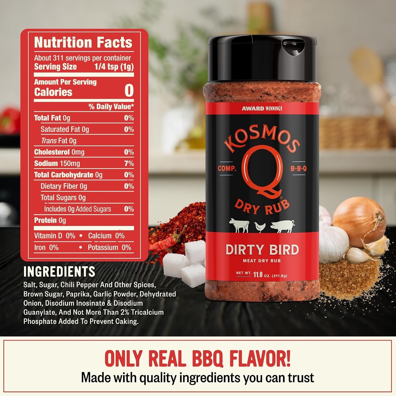 Father’s Day Gift: Hot Dirty Bird BBQ Rub, Spicy Chicken & Pork Seasoning, 11 Oz