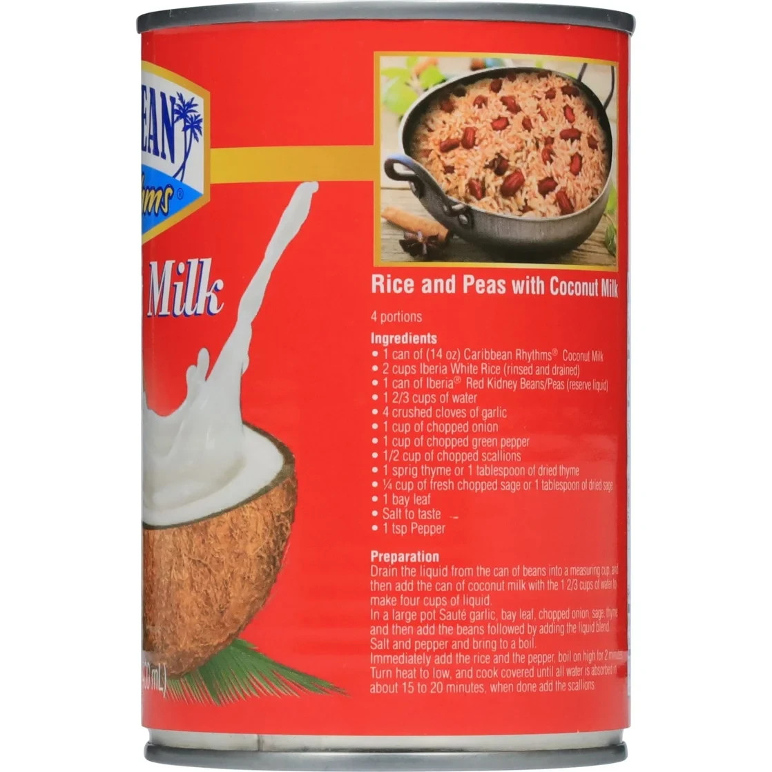 4 Pack Caribbean Rhythms Coconut Milk 13.5 oz Cans Creamy Coconut Cooking Milk