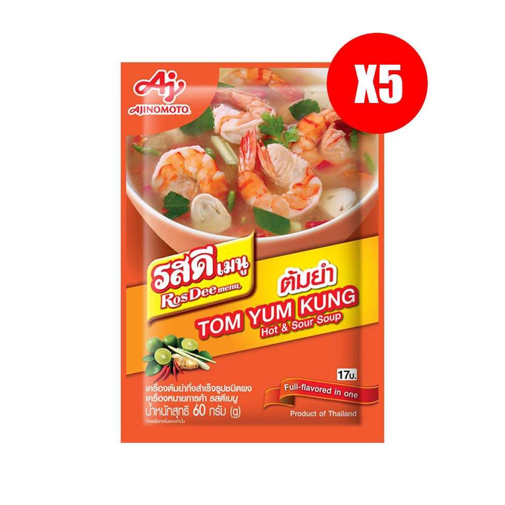 RosDee menu Instant Tom Yum Kung Thai Hot & Sour Soup Powder 60g