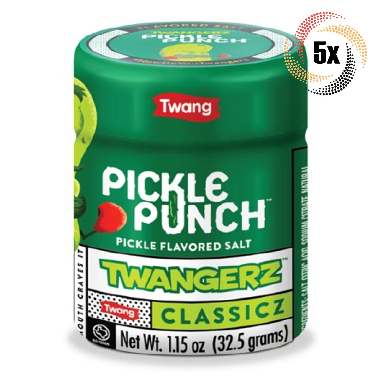 5x Shakers Twang Twangerz Classicz Pickle Punch Salt Snack Topping | 1.15oz