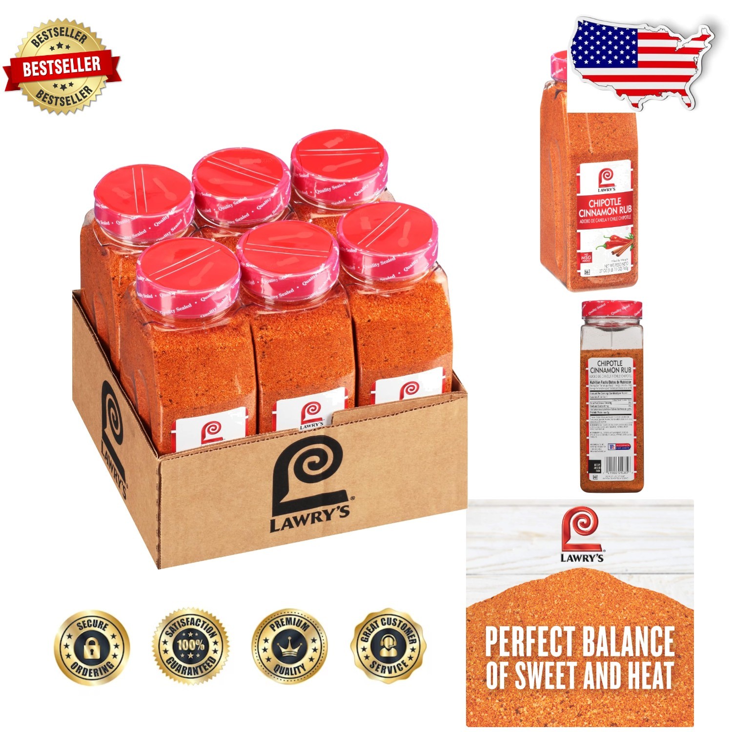 Chipotle Cinnamon Rub 6pk 27oz – BBQ Pork Chicken Burger Seasoning