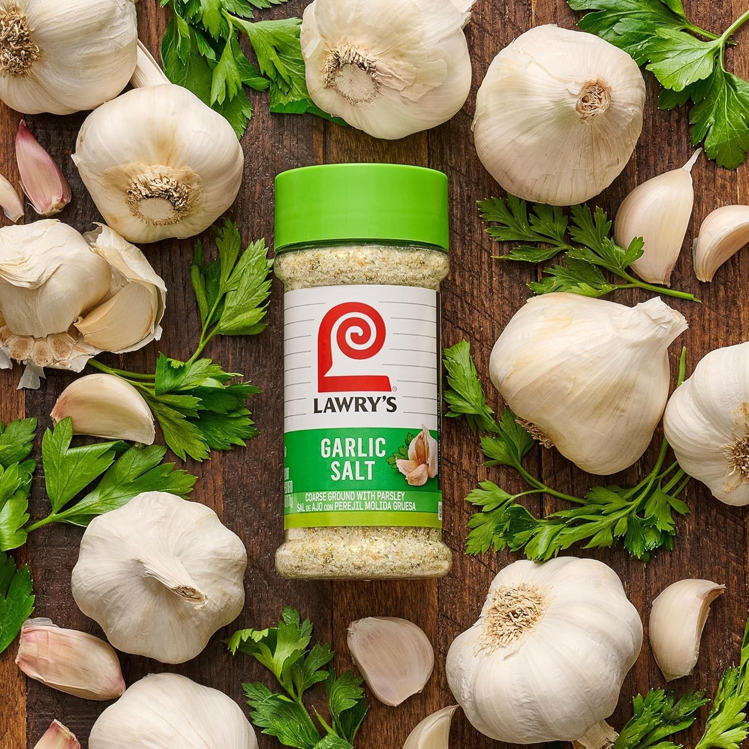 Coarse Ground Garlic Salt with Parsley, 6 oz for Mediterranean Dishes