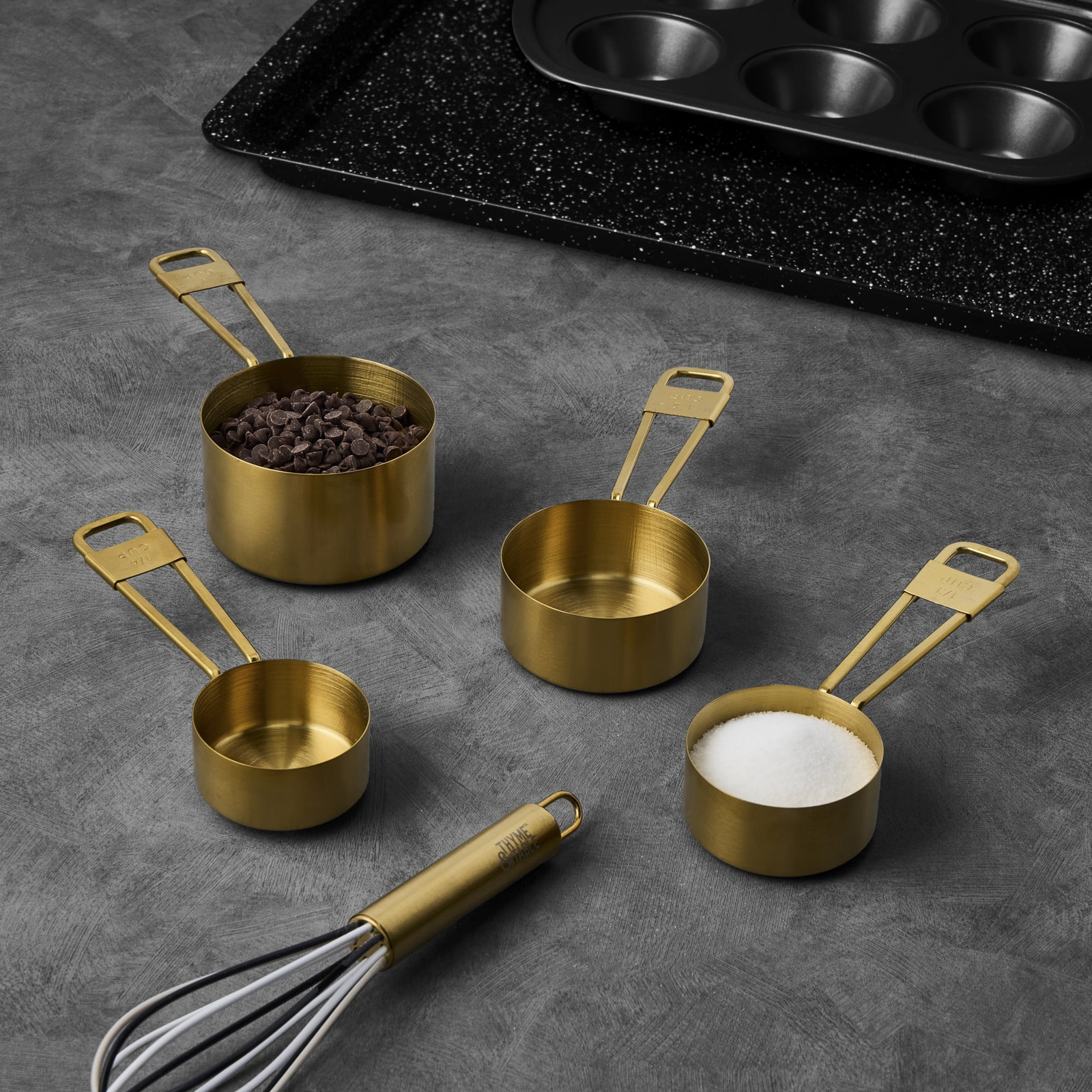 Thyme & Table 4-Piece Gold Stainless Steel Nesting Measuring Cup Set