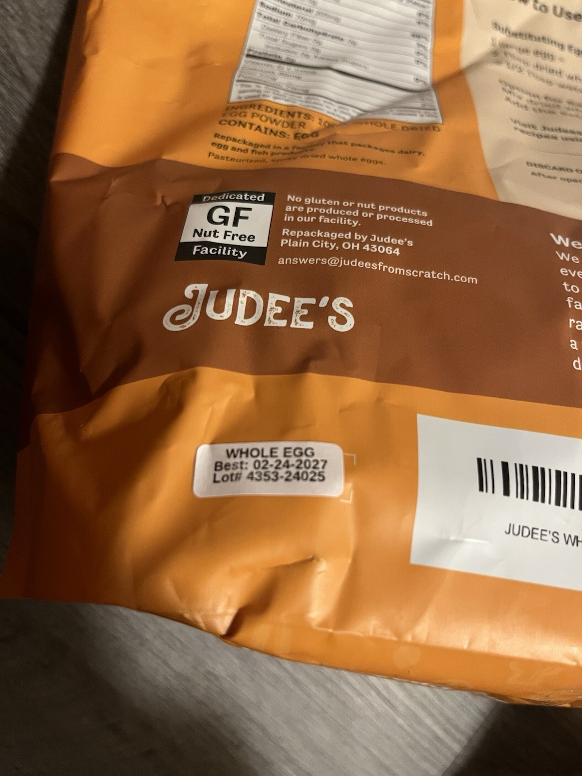 Judee’s Gluten Free Dried Whole Egg Powder 3 lbs – Baking Supplies (5 Pack) 15LB