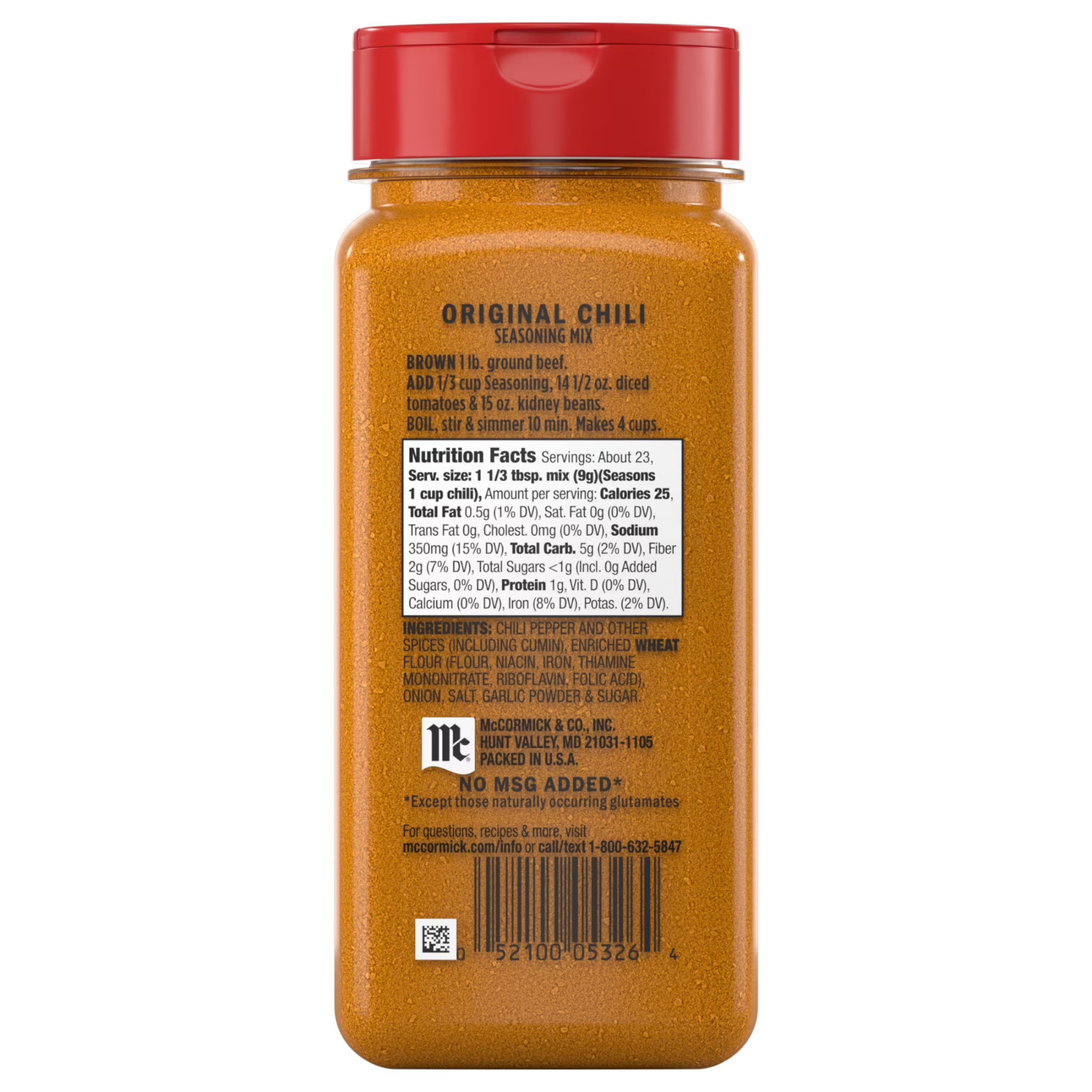 McCormick Chili Seasoning Mix, 7.3 oz Bottle