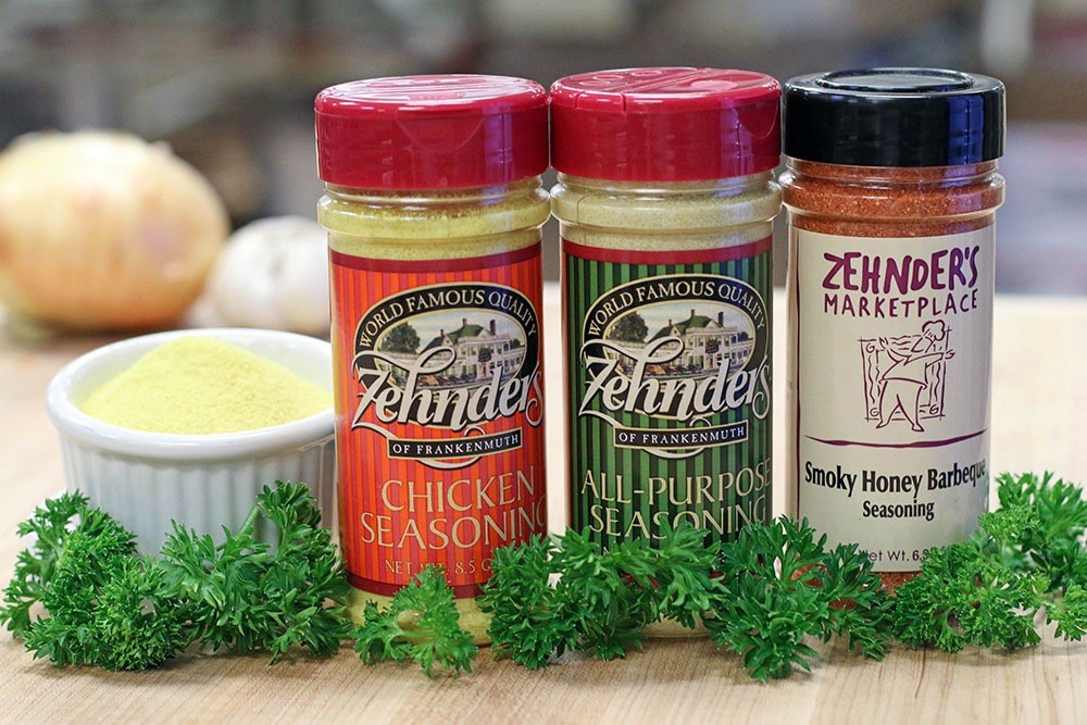 Zehnder’s Seasoning Trio. Zehnder’s Chicken, All Purpose, Smokey Honey Barbeque