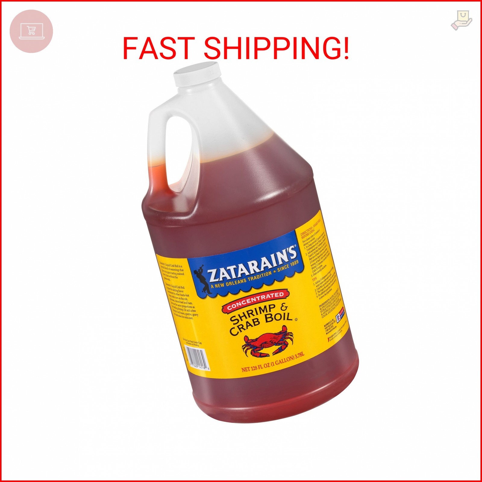 Zatarain’s Concentrated Shrimp & Crab Boil, 1 gal – One Gallon Bulk Container of