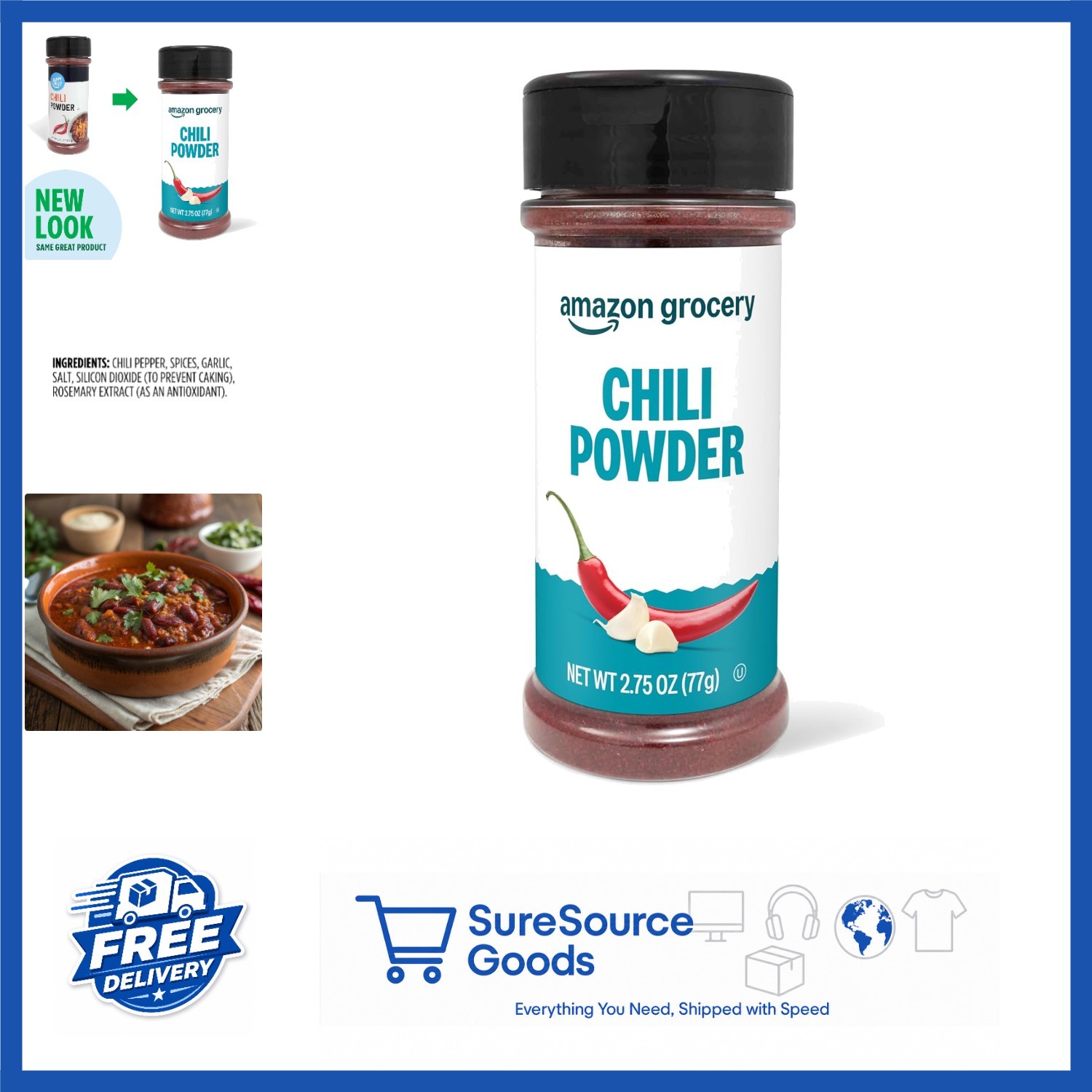Chili Powder 2.75 Oz Pre-packaged Bottle for Cooking, Kosher Certified