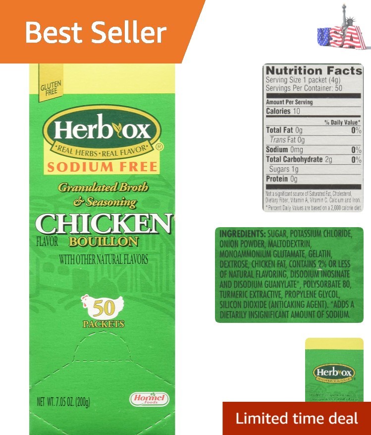 Hormel Herb Ox Chicken Bouillon Sodium Free 50 Packets