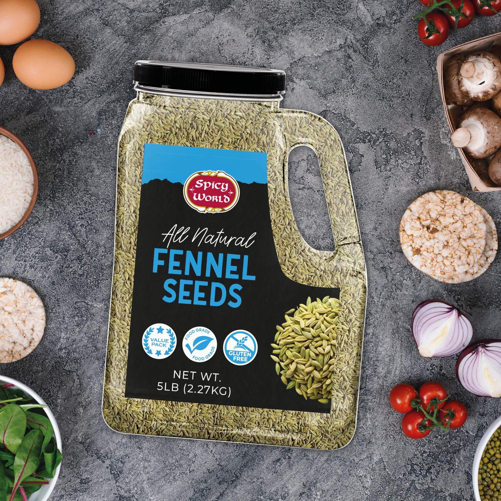 Fennel Seeds 5 LB Bulk Jar – Whole Sweet Fennel – Great for Cooking, Tea, Mou…
