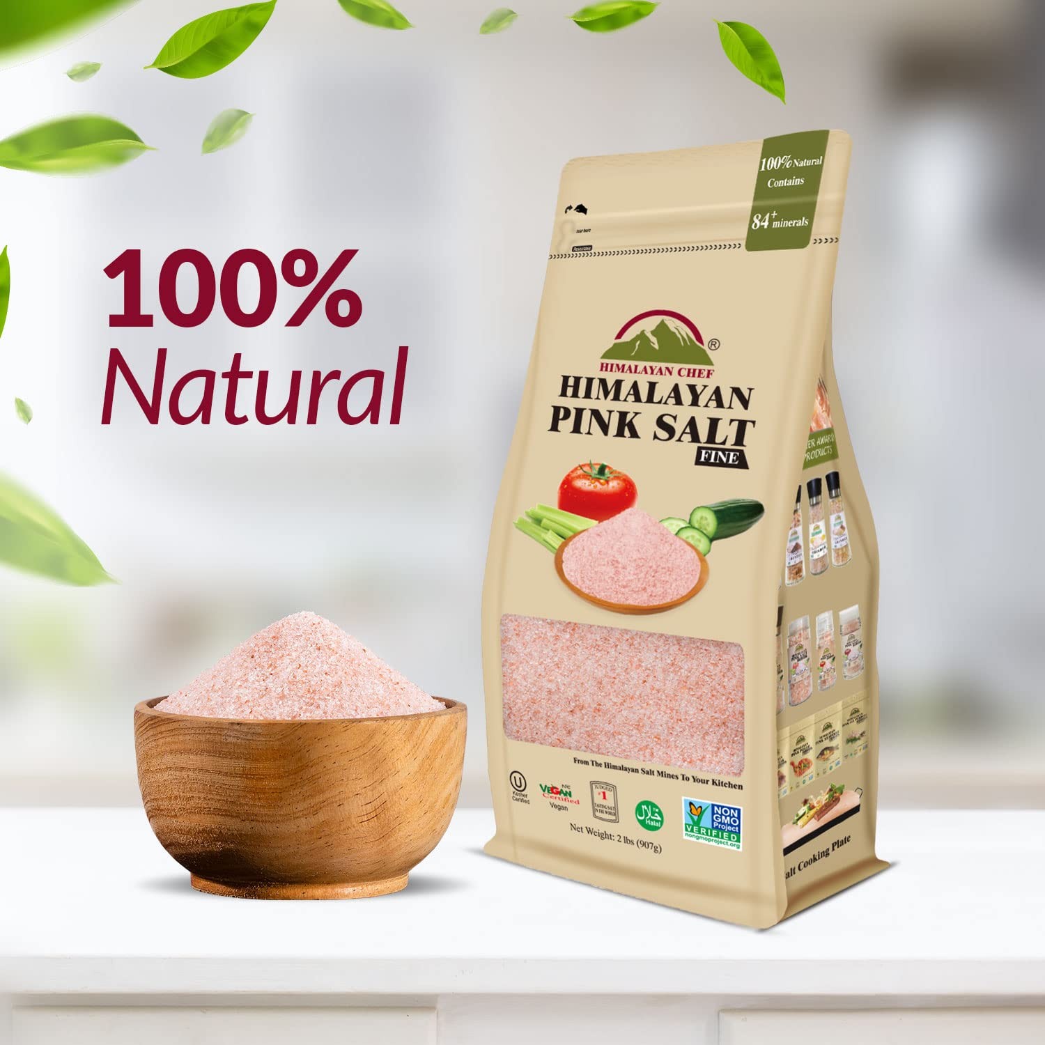 Pink Himalayan Salt, Fine Grain – 12 lbs (6 x 2 Pound bags)