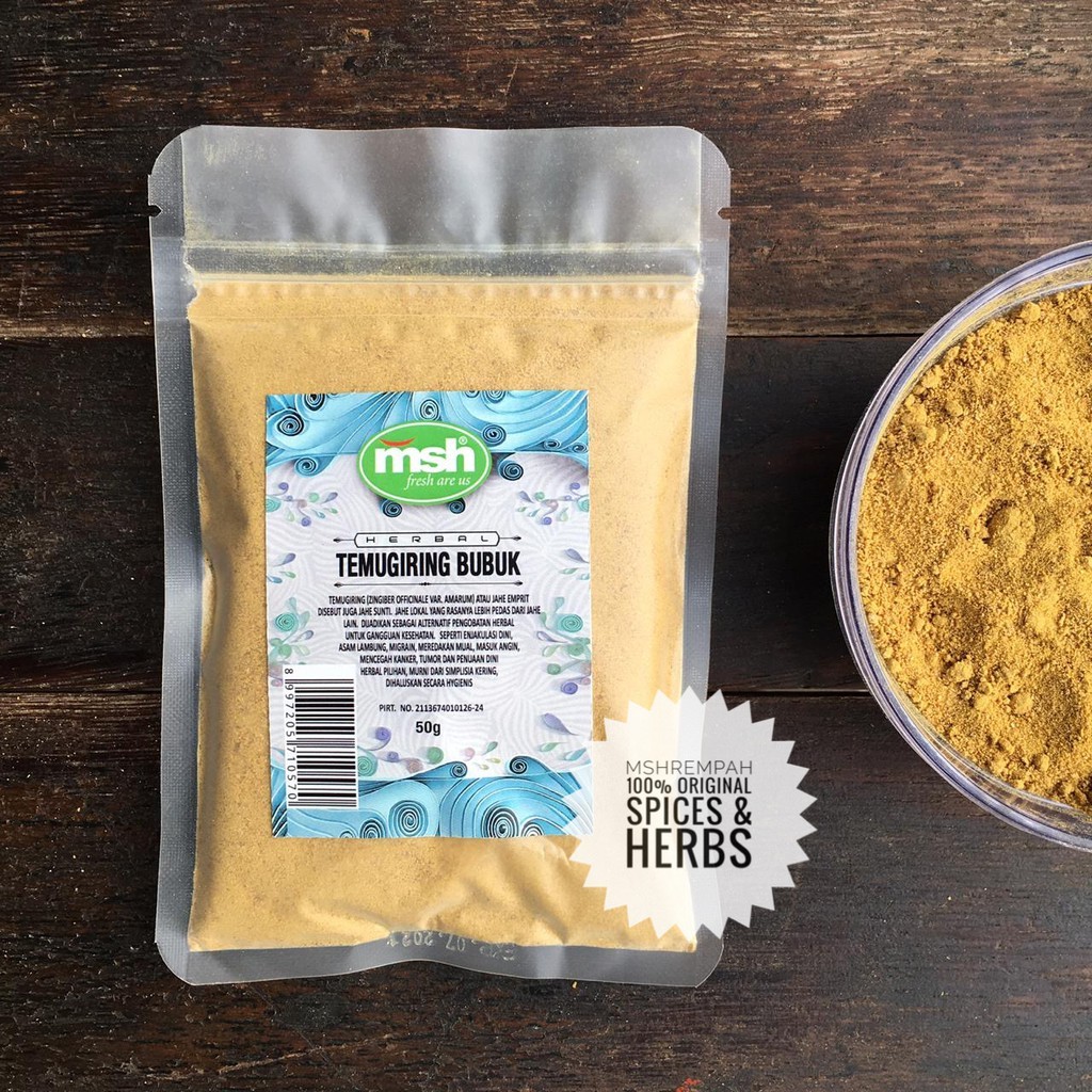 Temu Giring herbal powder 50g aromatic Indonesian spice ingredient