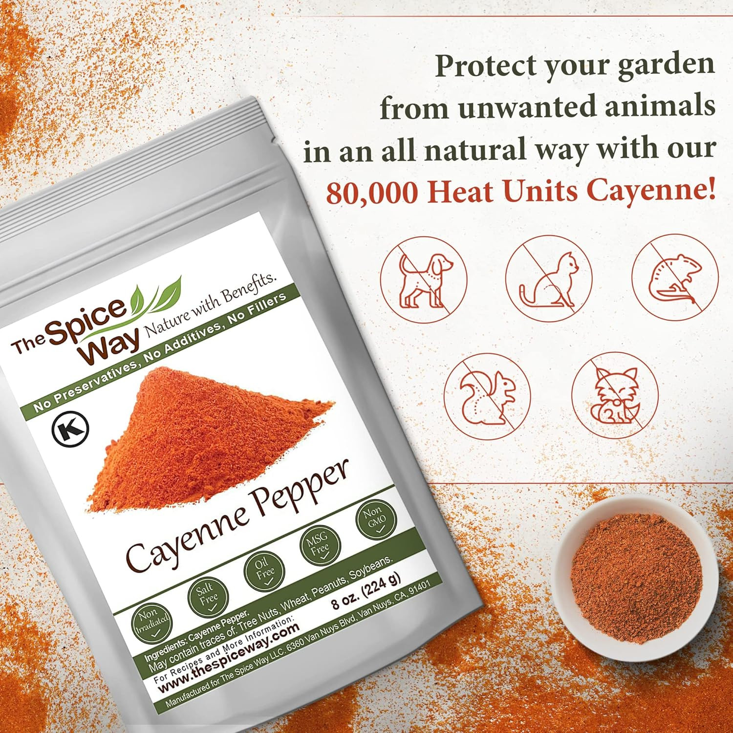 Red Pepper Premium Cayenne Ground – 8 oz – pure chile powder with 80,000 Heat Un