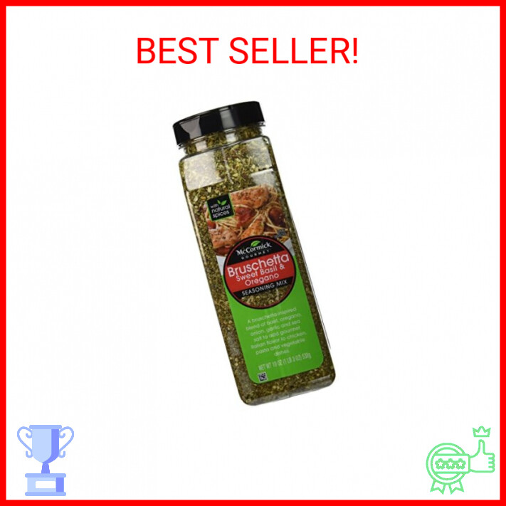 McCormick Gourmet Bruschetta seasoning mix, sweet basil & oregano, 19-oz., plast
