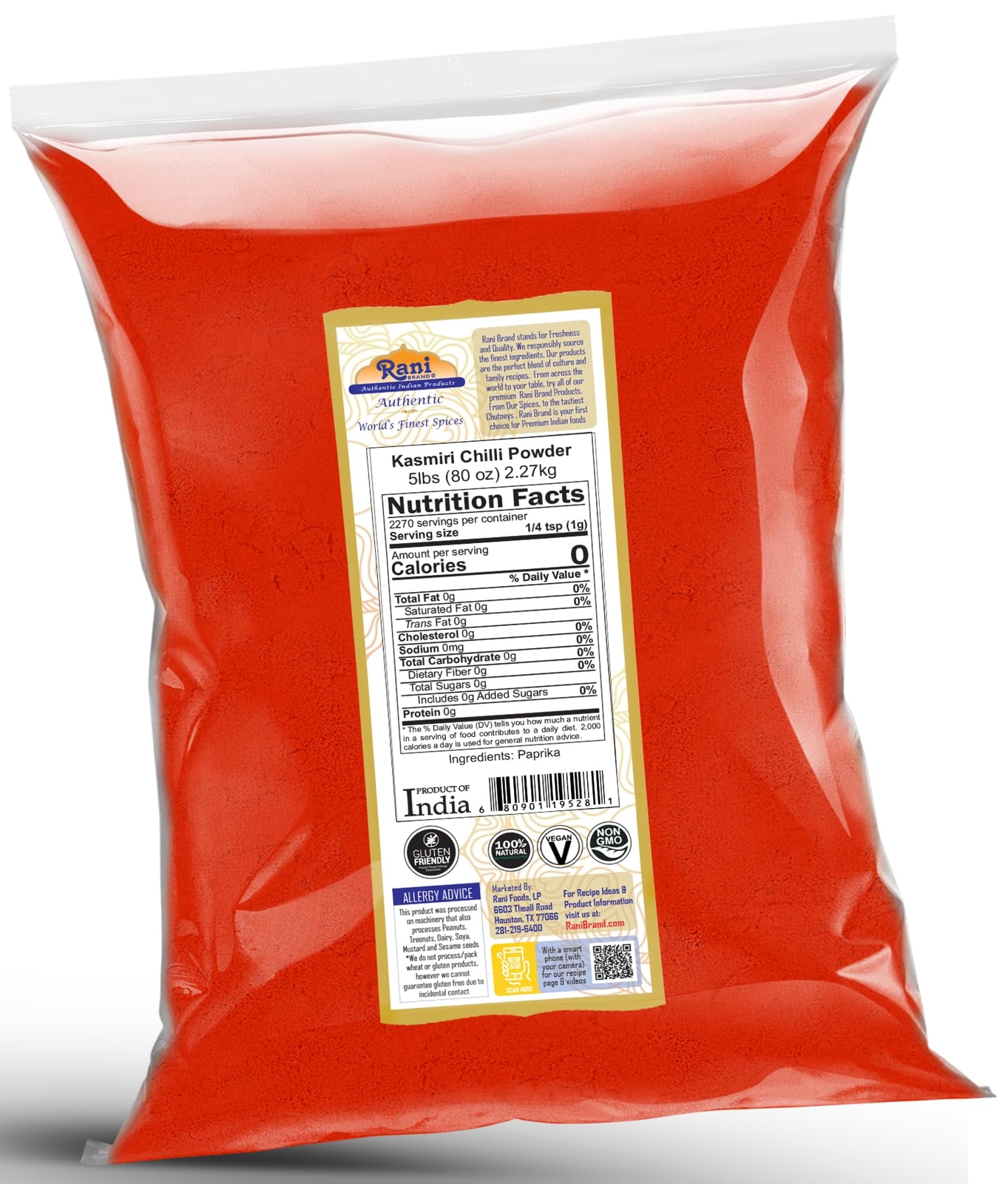 Rani Kashmiri Chilli Powder (Deggi Mirch, Low Heat) Ground Indian Spice 80oz